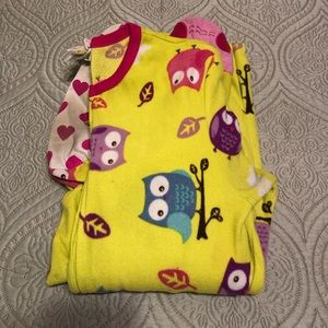 Girls Owl Footie Pajamas .
